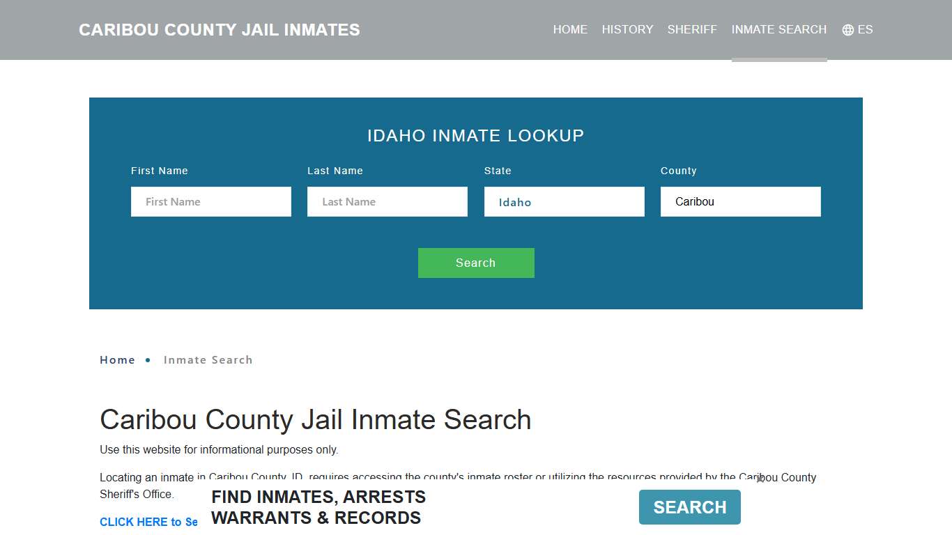 Caribou County, ID Detainee Lookup