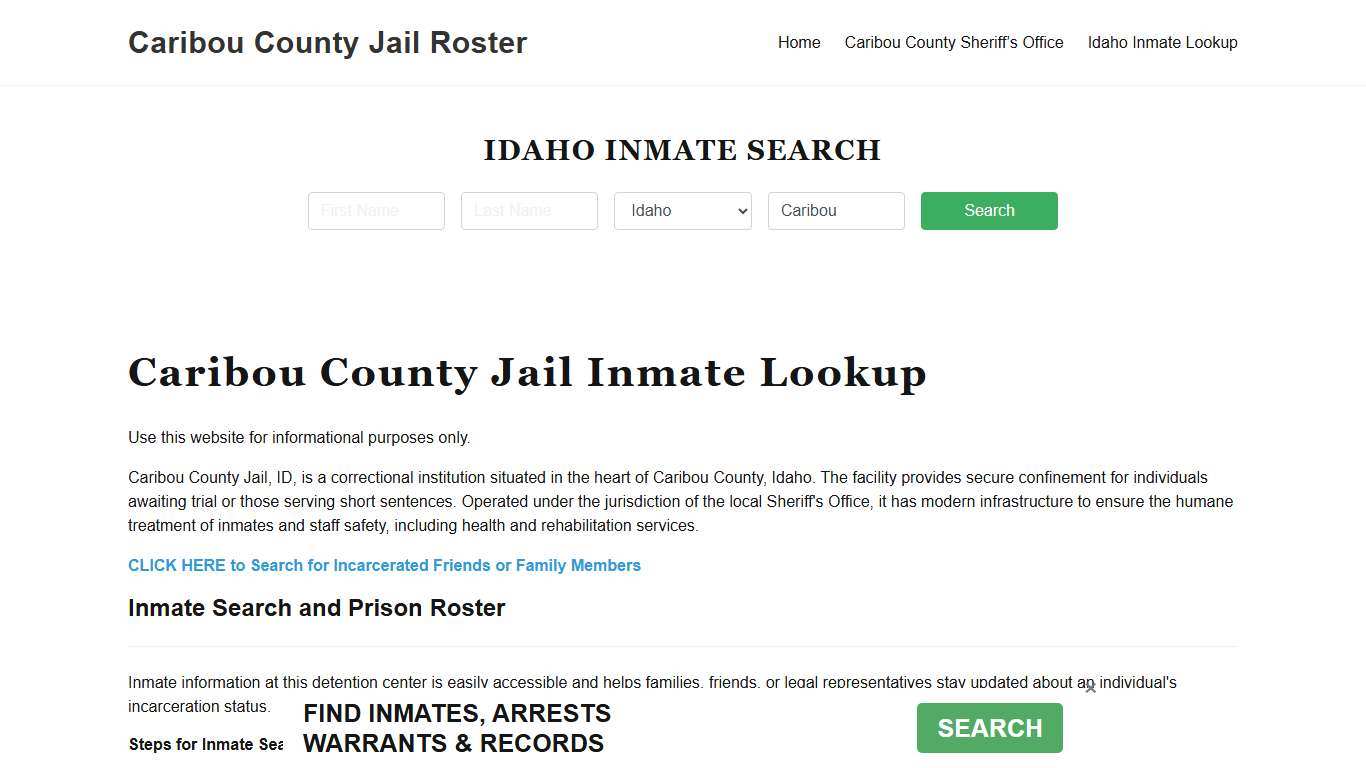 Caribou County Jail Roster Lookup, ID, Inmate Search